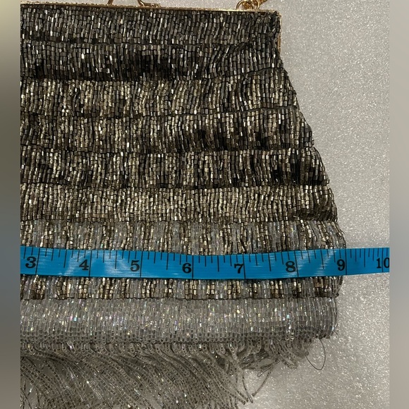 Zara Multi Color Heavily Beaded Fringe Evening Shoulder Bag Hand Pouch Pouch - Picture 10 of 10